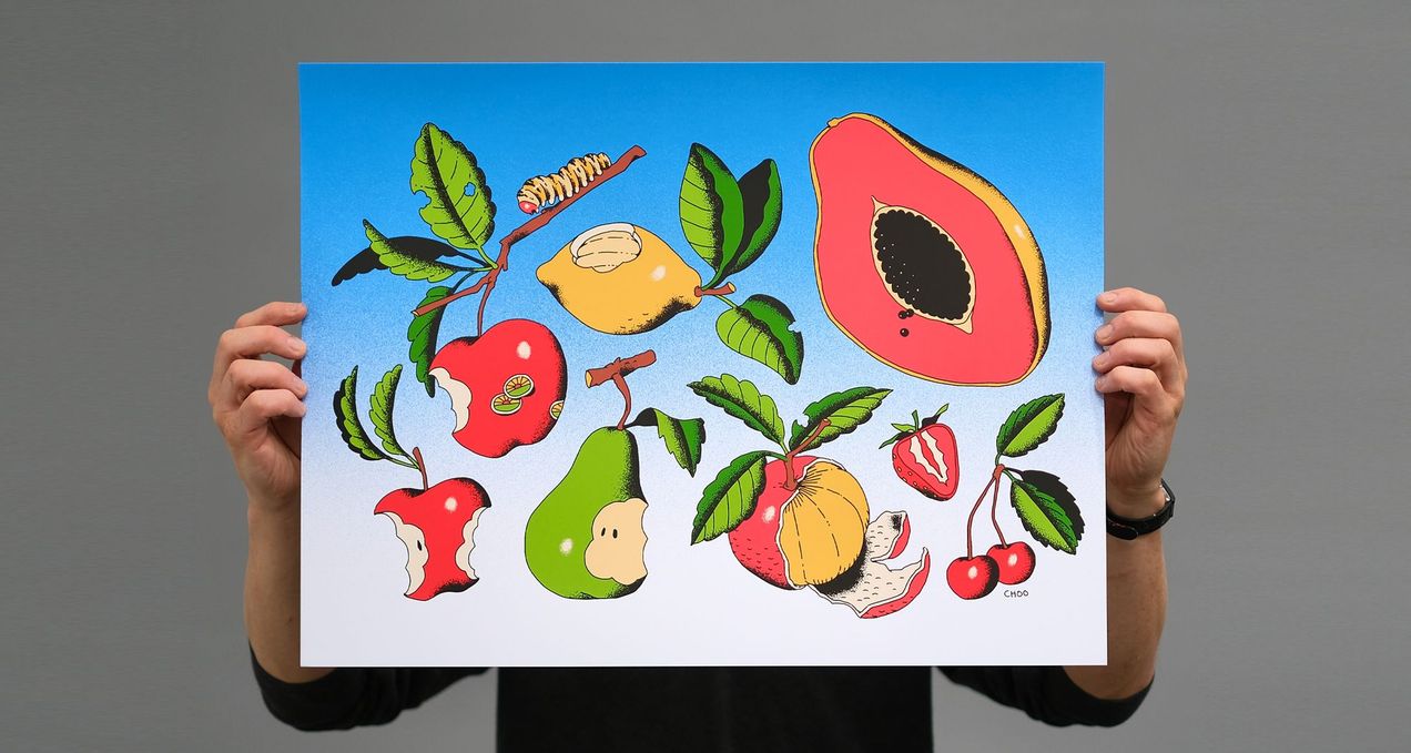 Fruit Bowl by Choo is beautiful and bright, and a great reason to talk about ink mixing.