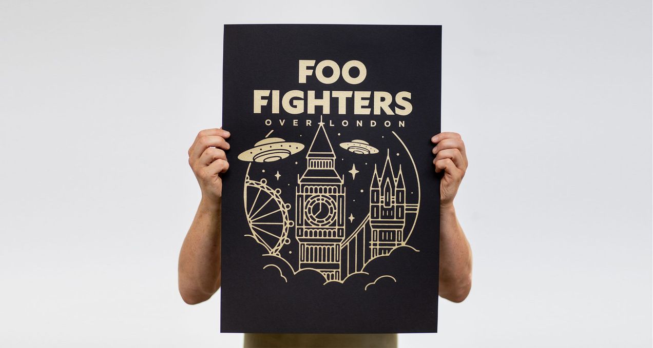Foo Fighters over London gig poster.
