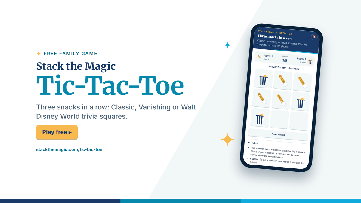 Stack the Magic Tic-Tac-Toe, a free snack tic-tac-toe game, shown on a phone