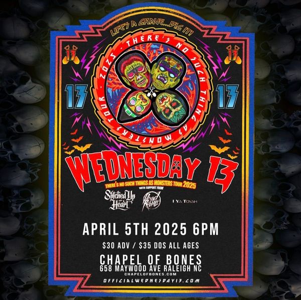 Concert Recap: Wednesday 13's "There's No Such Thing As Monsters" Tour in Raleigh, NC (April 5, 2025)