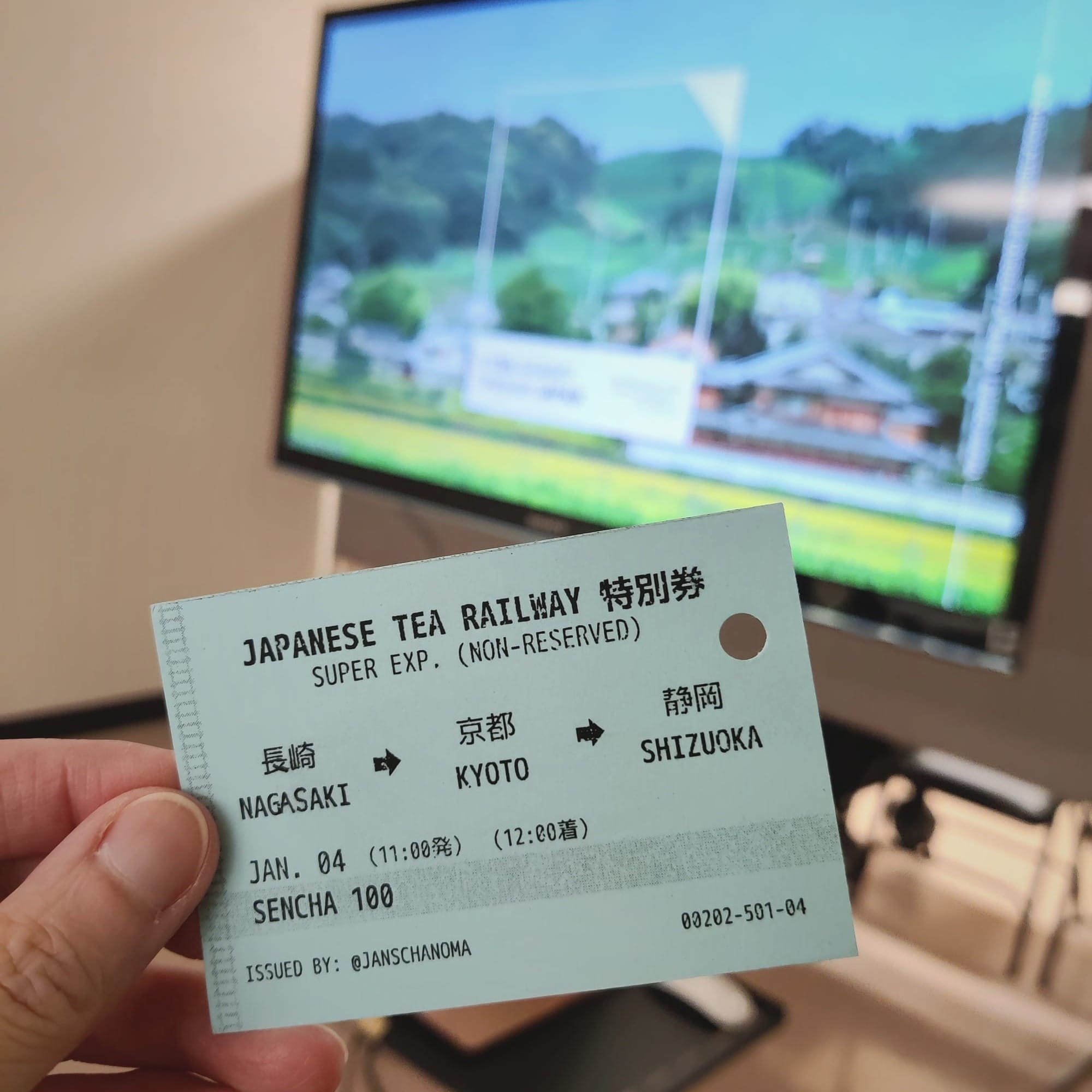 A handmade train ticket to match the travel theme of this workshop.