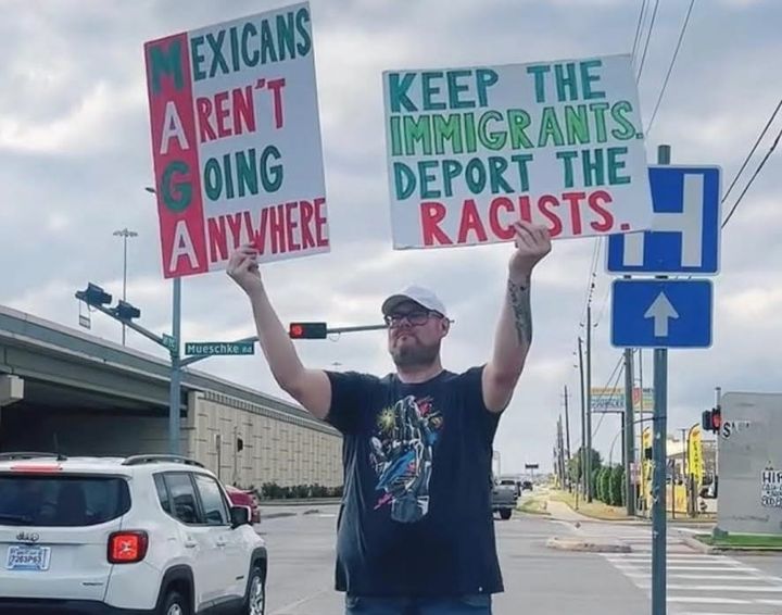 Checking In With Houston’s Viral Anti-Trump Sign Guy