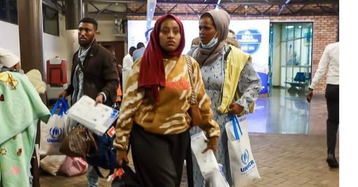 Freed kidnapping victim Naima Jamal at airport, leaving Libya for Rwanda with UNCHR