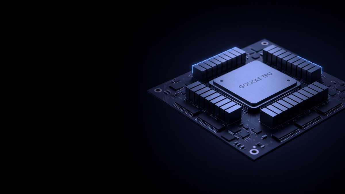 Google TPU accelerator board cinematic product photo