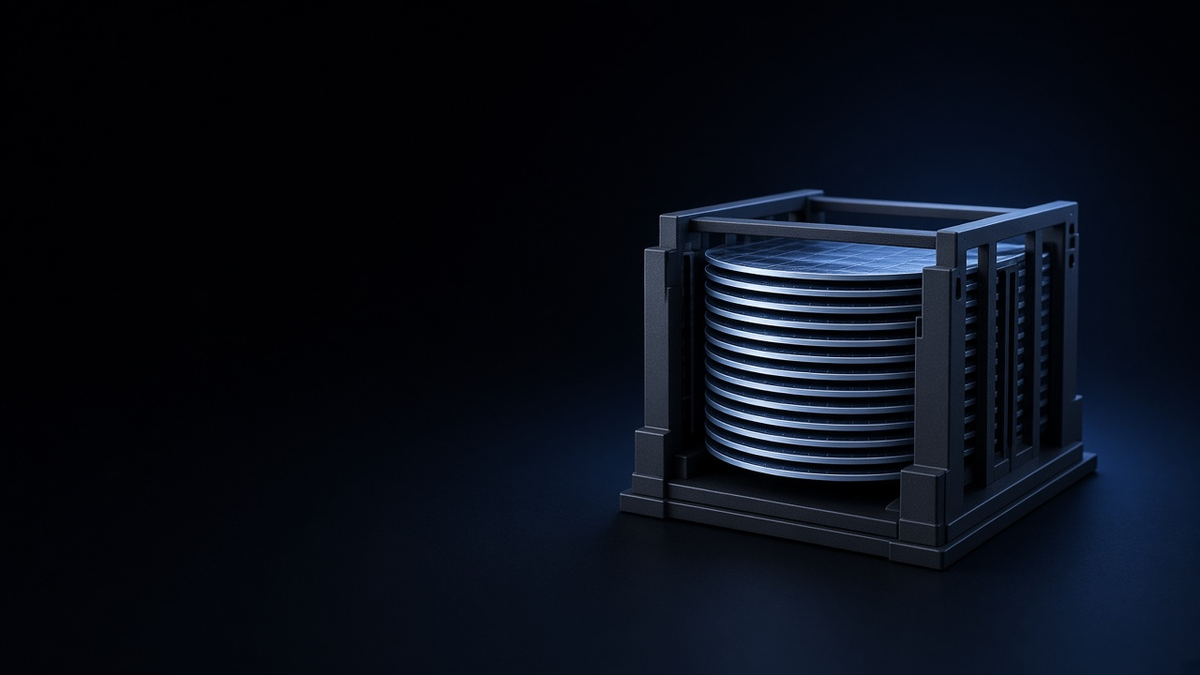 Silicon wafer cassette representing deep tech funding
