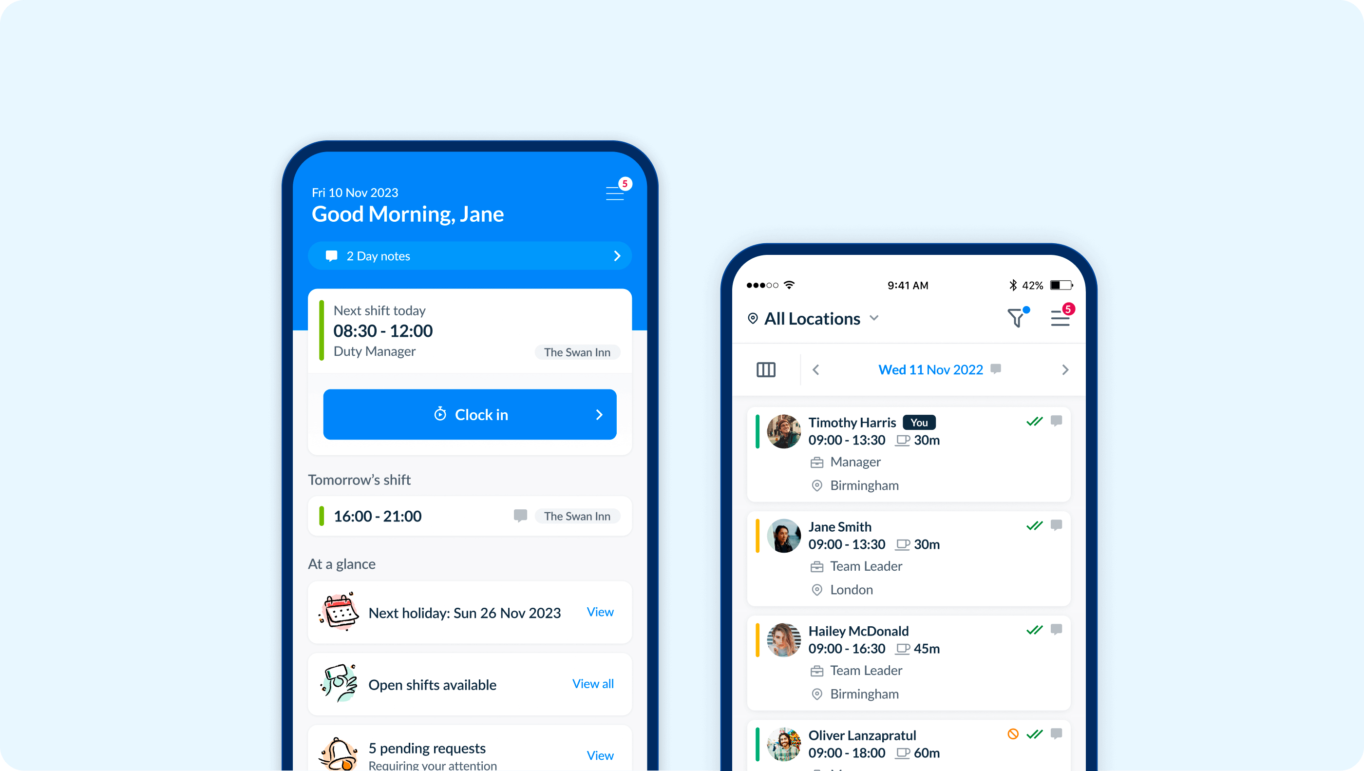 The new RotaCloud mobile app on a phone screen on smartphone mockup