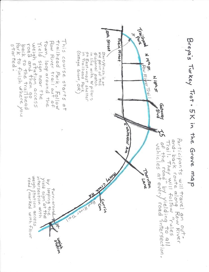 Breya's Turkey Trot course map