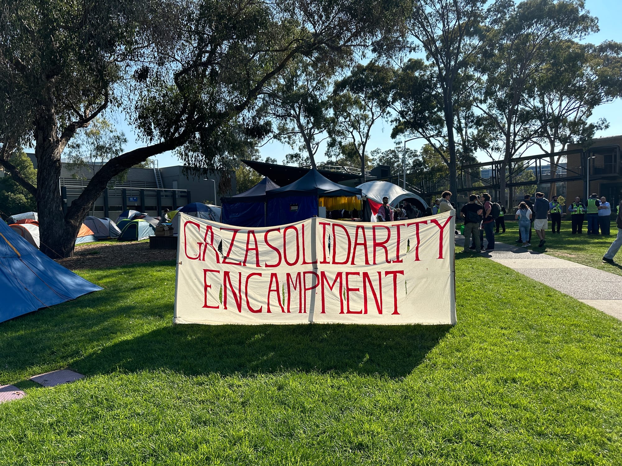 Pro-Palestine protesters set up camp at Monash Clayton