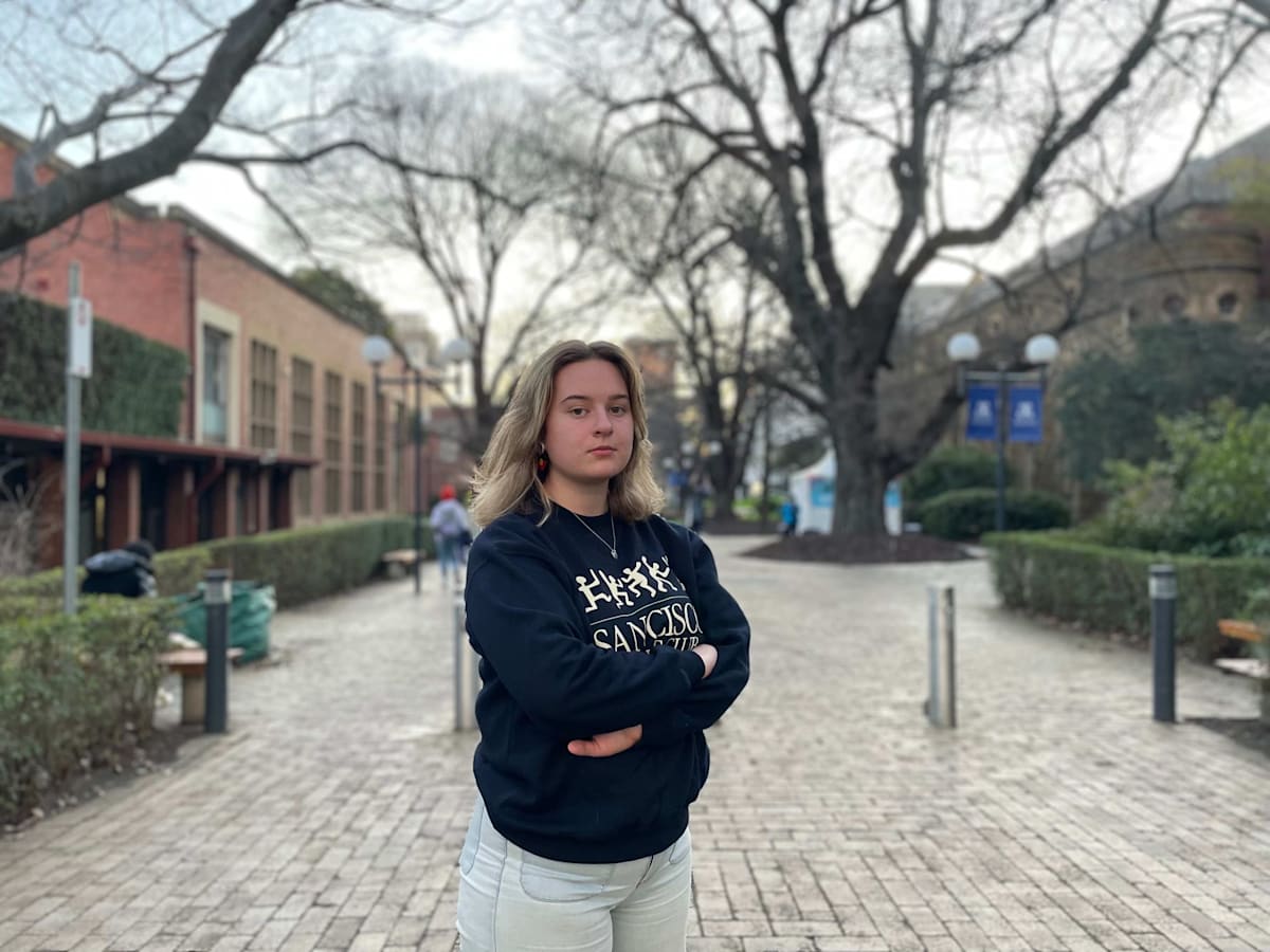 Ngaire Bogemann stands on campus