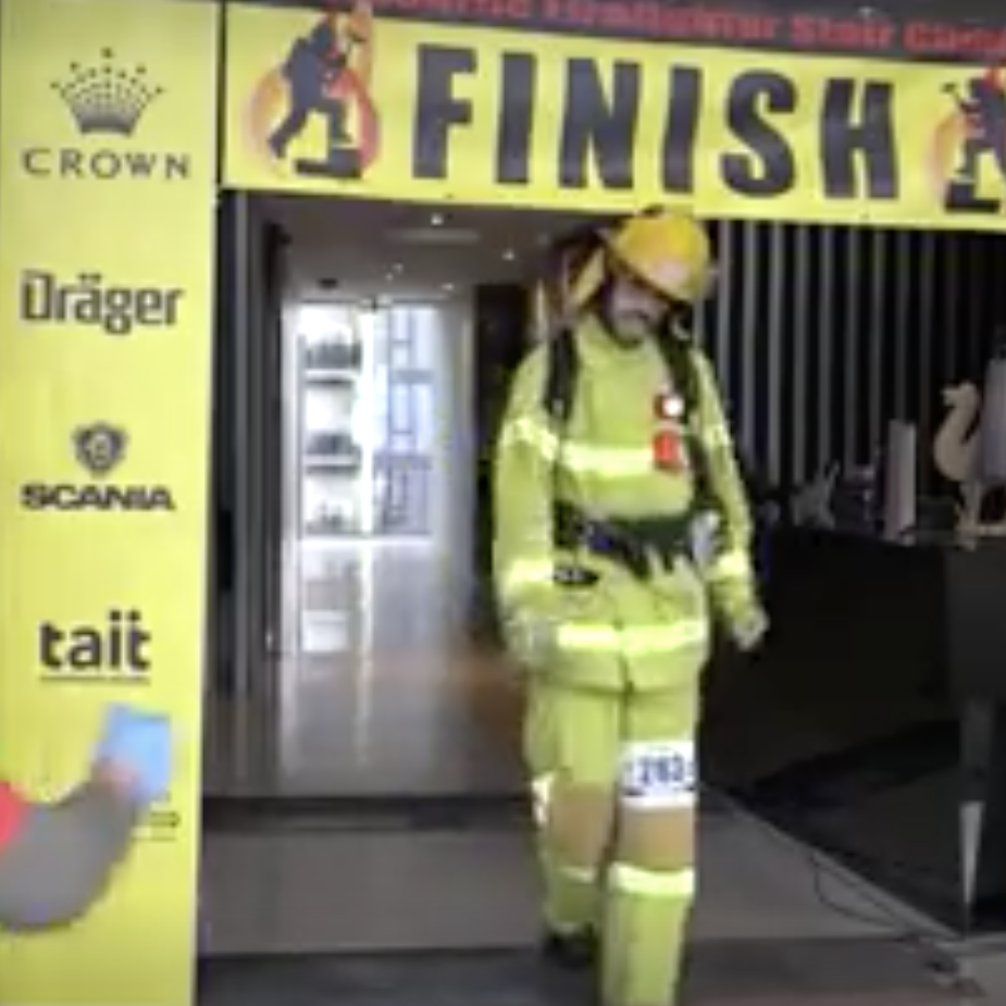 Firefighters on a stair climb to glory