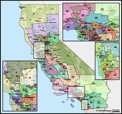 Map showing the new California congressional districts