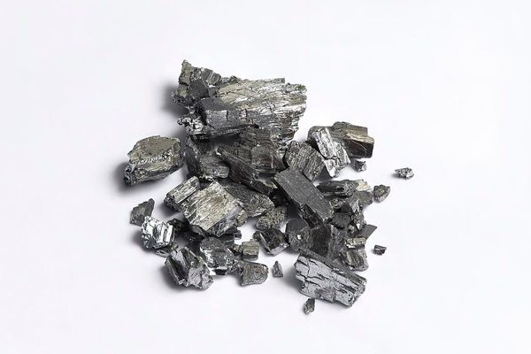 Jagged pieces of a silvery-white metal