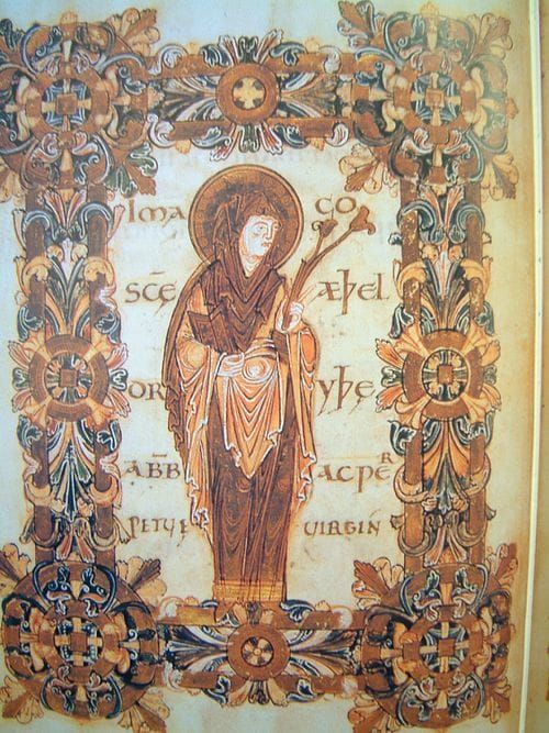 aint Æthelthryth of Ely from the Benedictional of St. Æthelwold, a tenth-century illuminated manuscript in the British Library