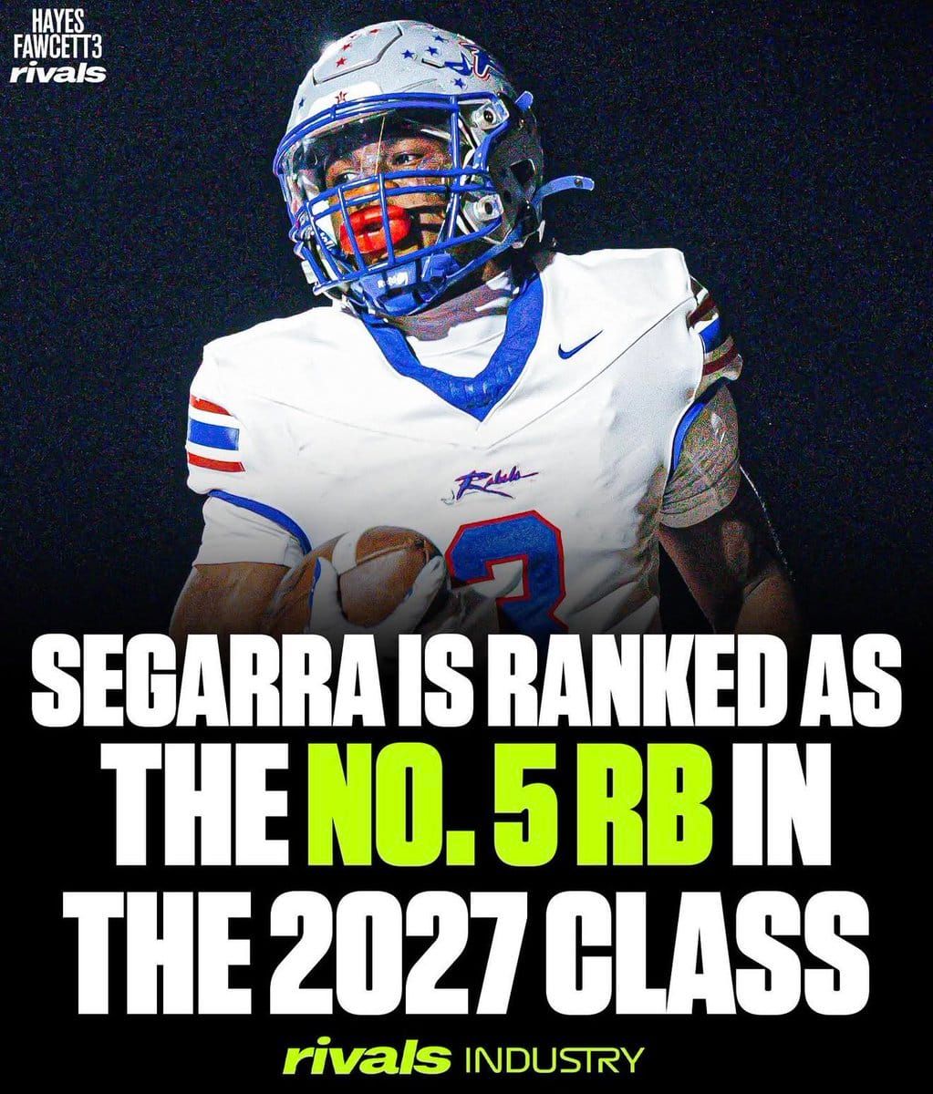 Four-star RB David "Tre" Segarra of Byrnes (S.C.), the No. 5-7 running back nationally in the 2027 class per…