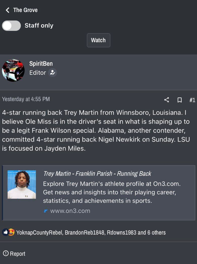 Four-star RB Trey Martin, the No. 10 running back nationally per Rivals and No. 7 prospect in Louisiana from…