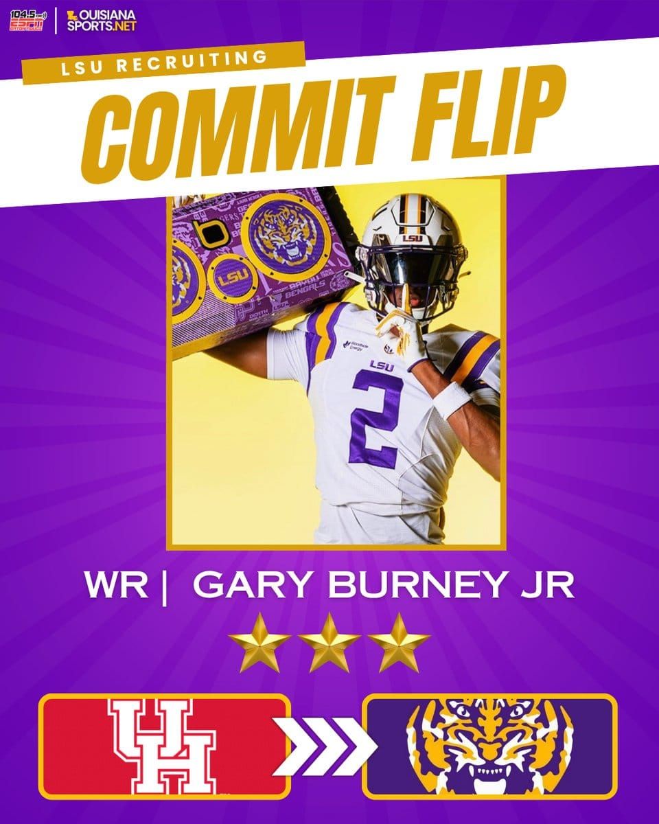 2027 three-star WR Gary Burney Jr. from Parkway High in Bossier City, La., flipped his commitment from…