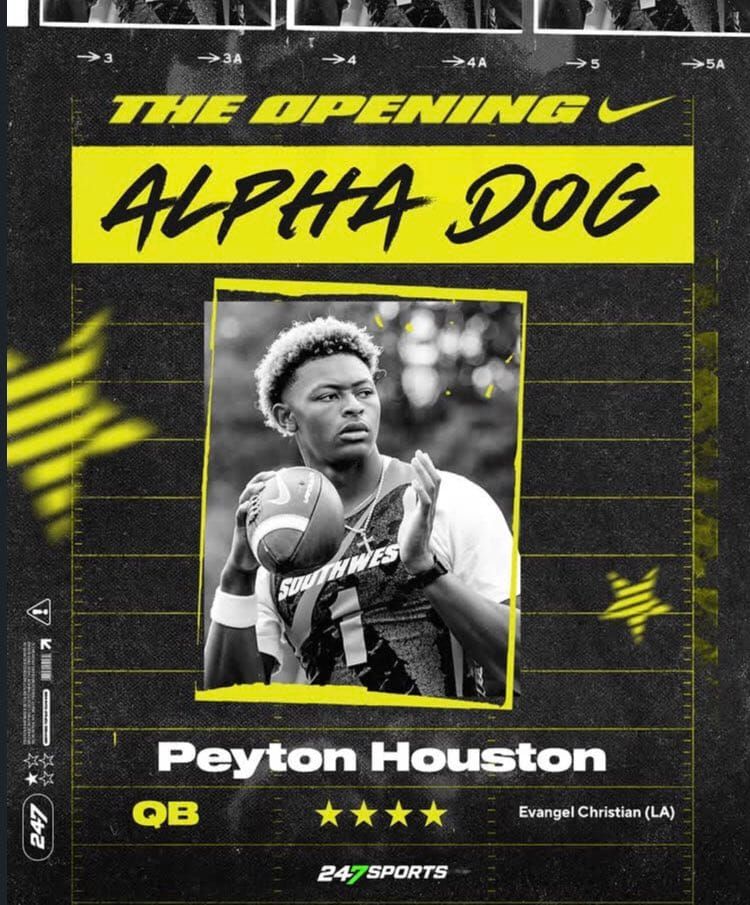 Four-star LSU QB commit Peyton Houston, the No. 9 quarterback nationally in the 2027 class per 247Sports…
