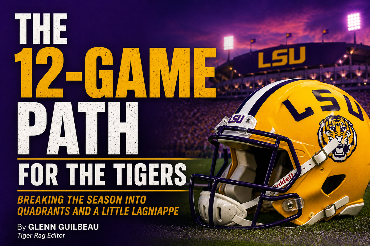 Tiger Rag editor Glenn Guilbeau breaks LSU’s 2026 schedule into quadrants under new coach Lane Kiffin,…