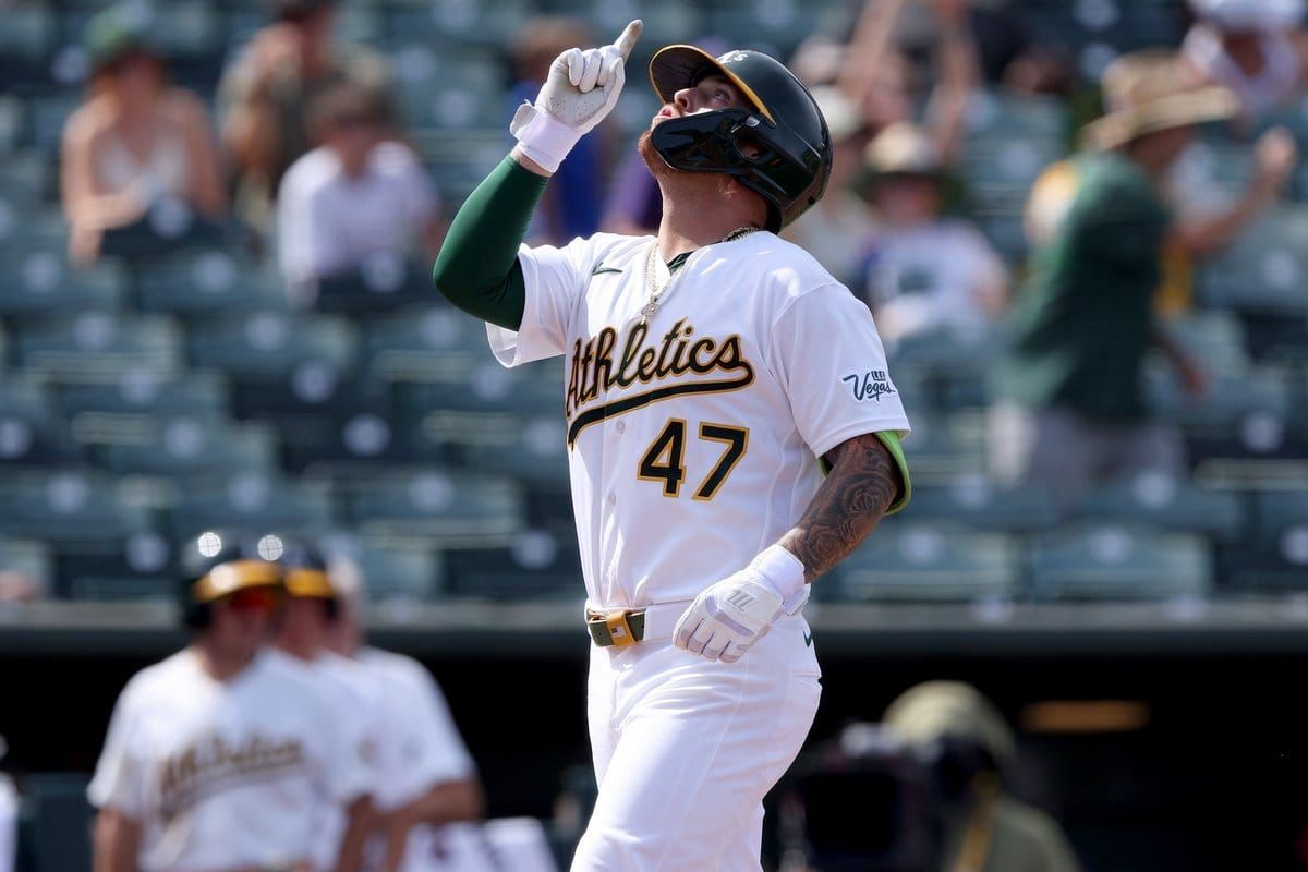 Former LSU All-American Tommy White, the Athletics' rookie infielder called up in July, hit his first MLB…