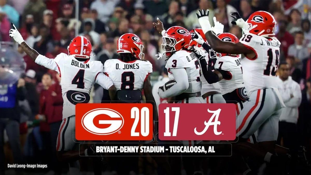 Georgia wins in Tuscaloosa for the first time since 2007, beating No. 6 Alabama 20-17 as Isaias' leftovers pass