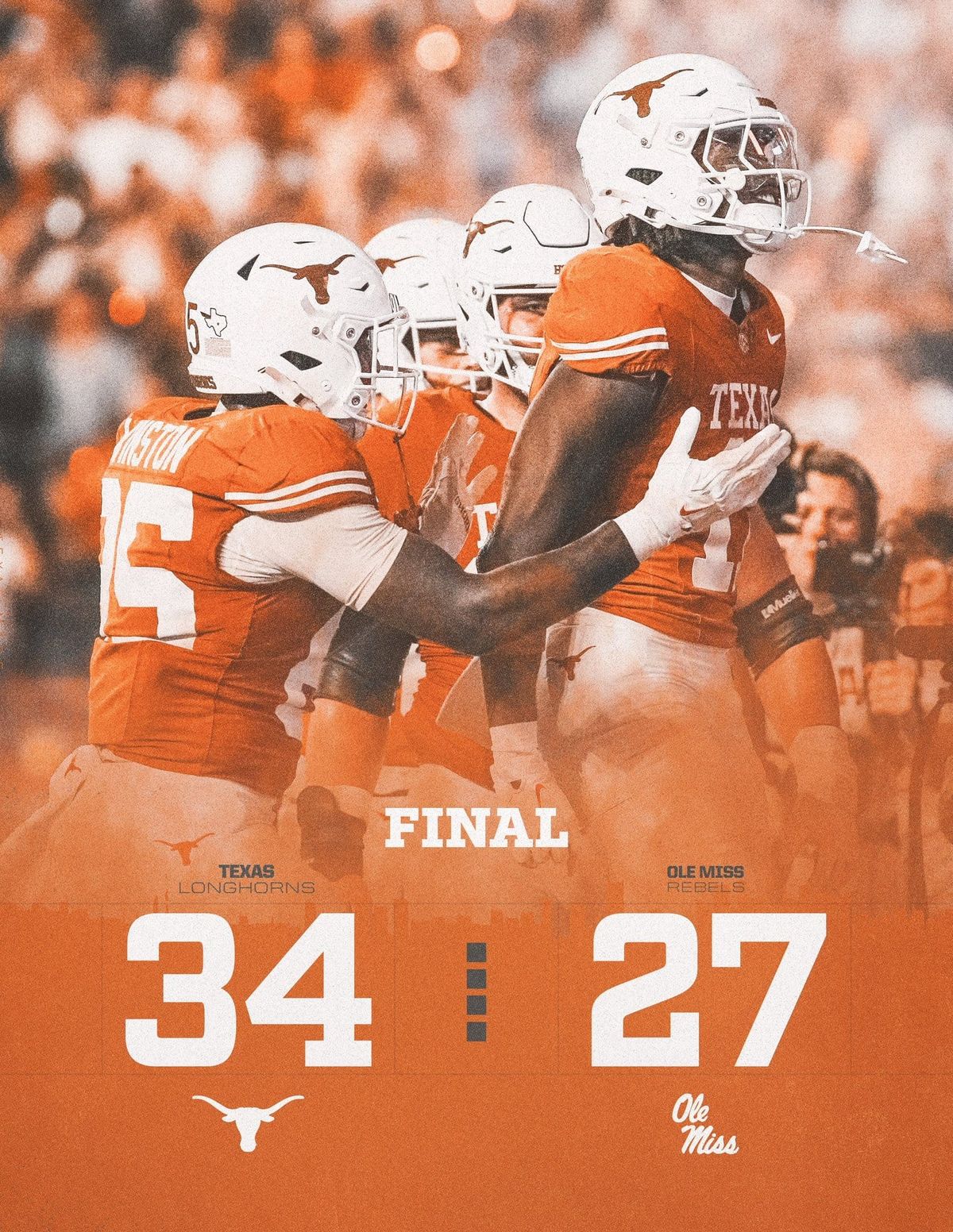 No. 19 Texas blows a 21-point lead, then beats No. 7 Ole Miss 34-27 when Arch Manning runs in the winner