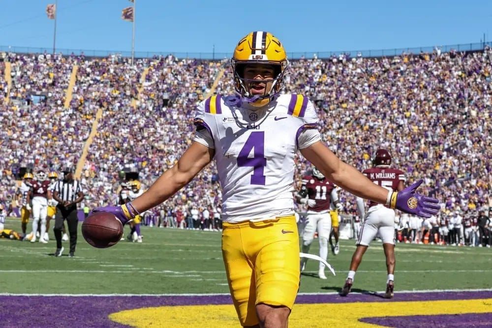 Jackson Harris has taken over as LSU’s No. 1 receiver and leads the SEC in touchdown catches