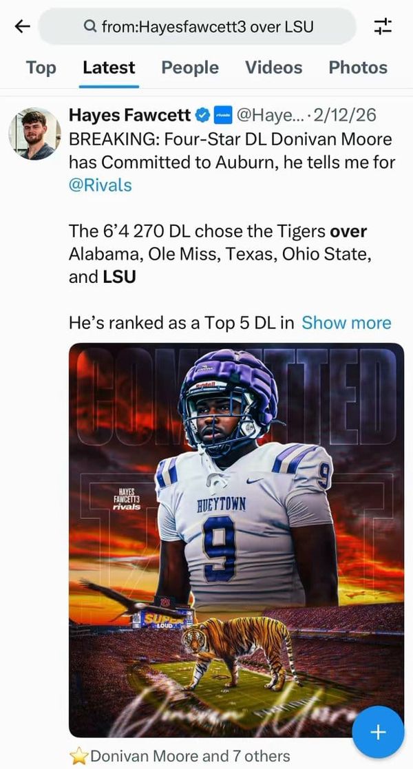 Hayes Fawcett's 2026 commitment graphics now track the 41st prospect to pledge elsewhere over LSU, per…