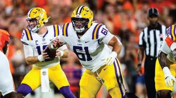 Fifth-year senior center Braelin Moore says LSU’s offensive line has the makings of another Joe Moore Award…