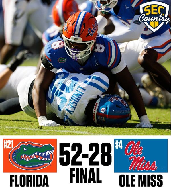 No. 21 Florida routs No. 4 Ole Miss 52-28 in The Swamp