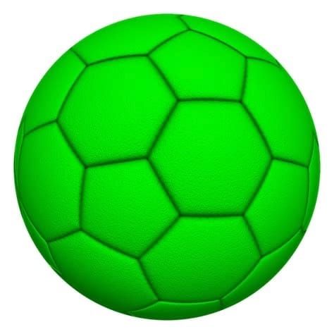 A green football (or, in North America, a green soccer ball).