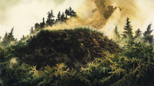 A hump of grass, giving off gas.