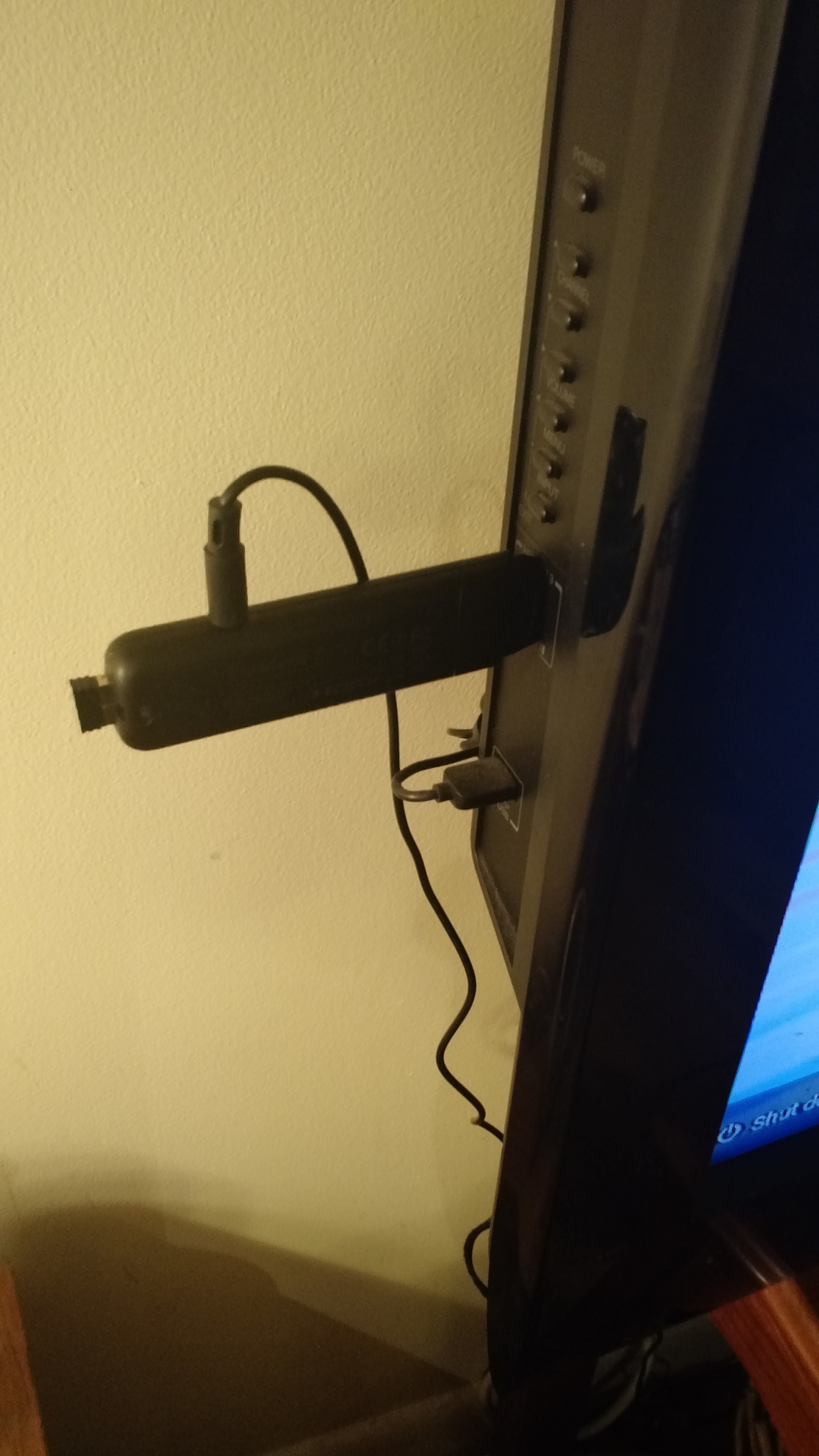 Close-up of the device plugged in