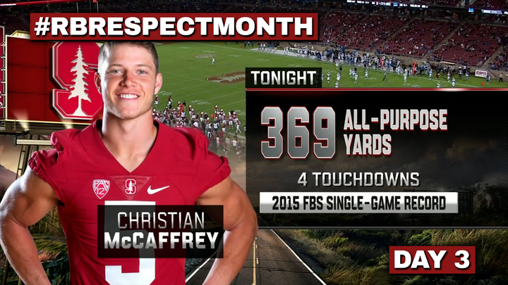 RB Respect Month Vol. 3, Day Three: The night Christian McCaffrey became a star (2015)