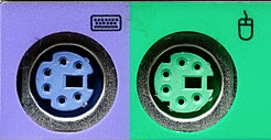 color-coded PS2 connection ports