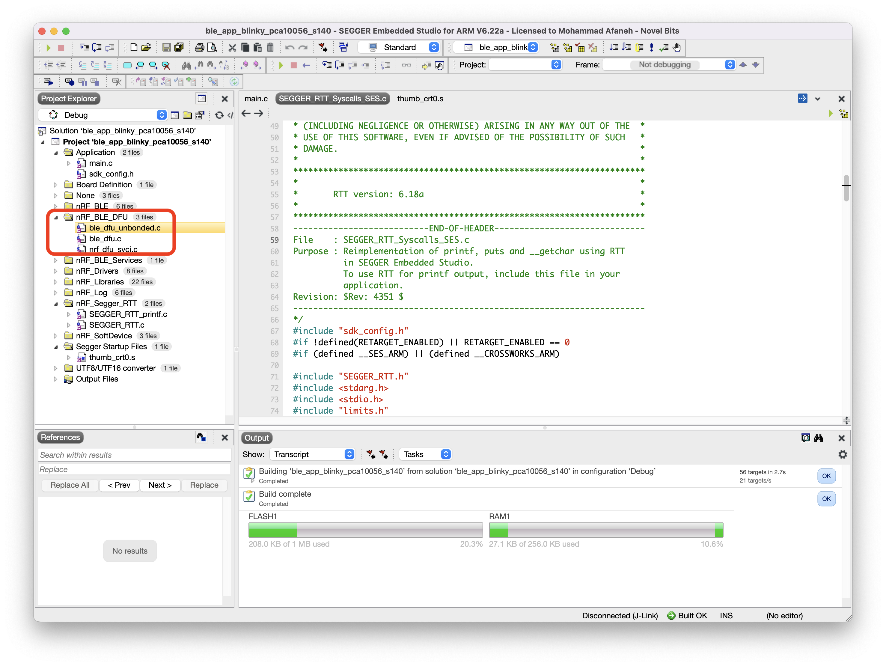 nRF_BLE_DFU files added to Segger Embedded Studio project