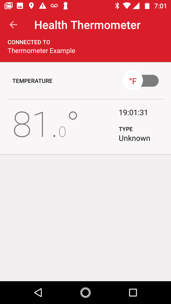 EFR Connect showing rising temperature reading after touching sensor