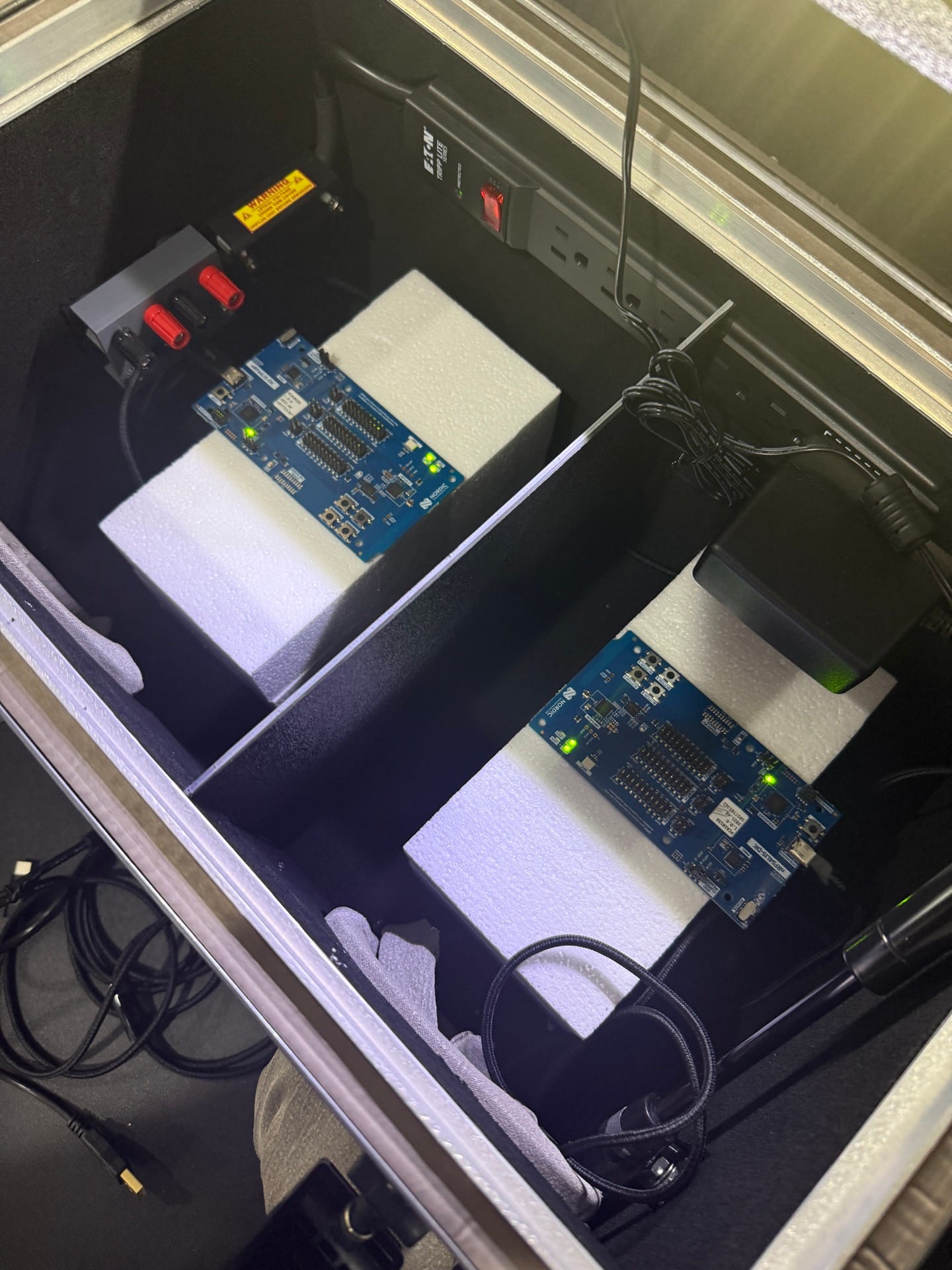 ABS plastic sample positioned between the transmitter and receiver