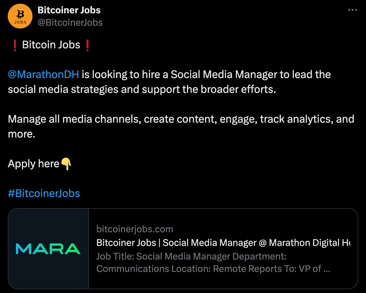  social media post from job board owner 