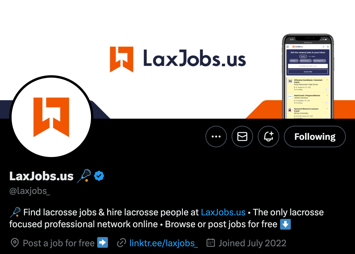 Example of an optimized profile To Promote Your Job Board With Organic Social Media