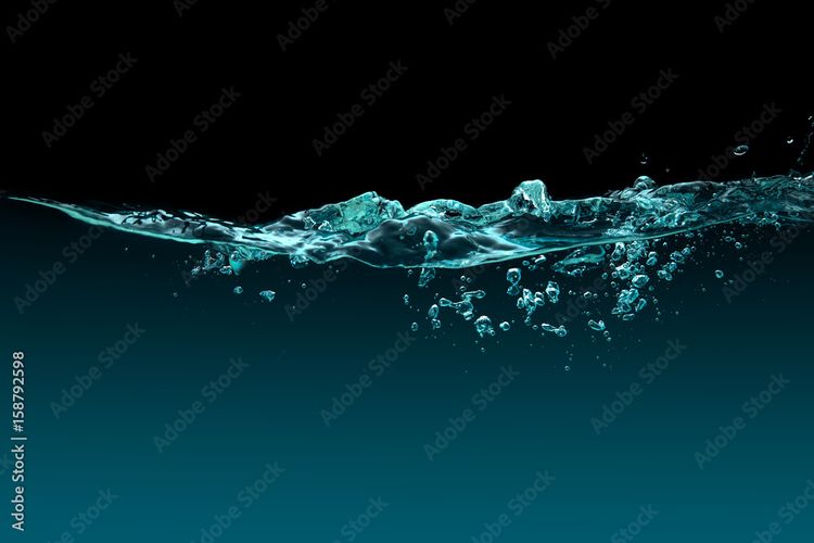 Waterline. Healthy and Fresh Water with oxygen bubbles