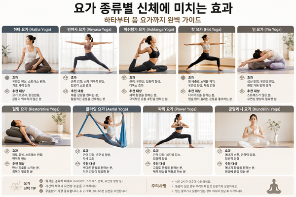 요가 종류별 신체에 미치는 효과: 하타부터 음 요가까지 완벽 가이드