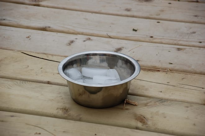 ice water in a bowl