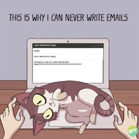 Comic showing cat lying on the computer