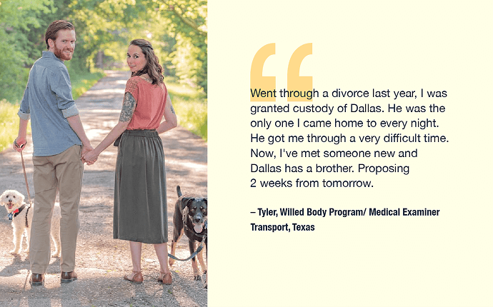 a couple with two dogs