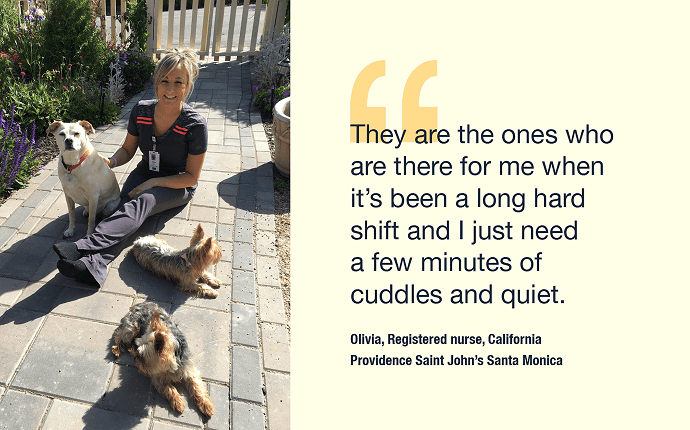 a woman and three dogs