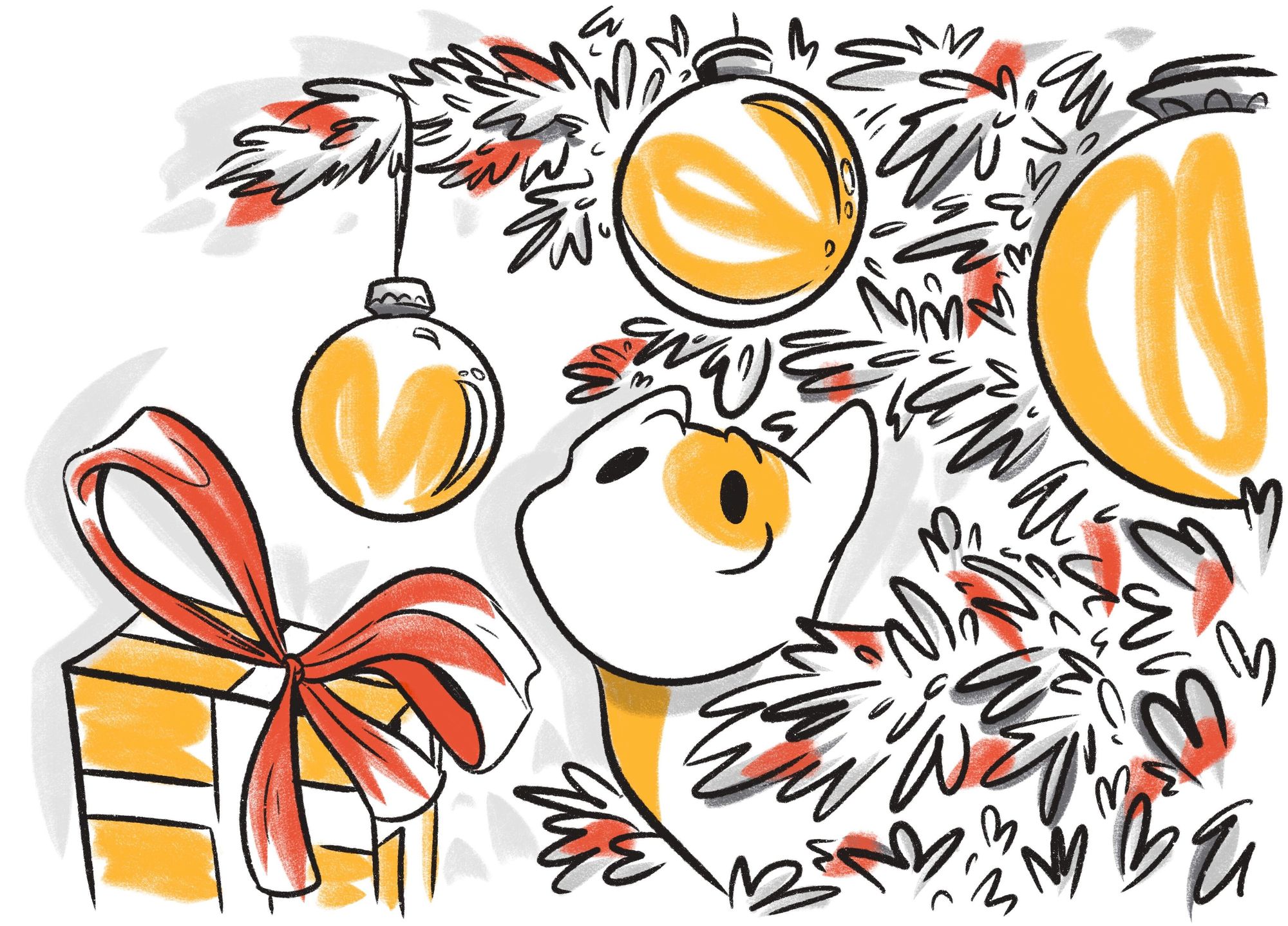 A Love Story: Cats and Christmas Decorations