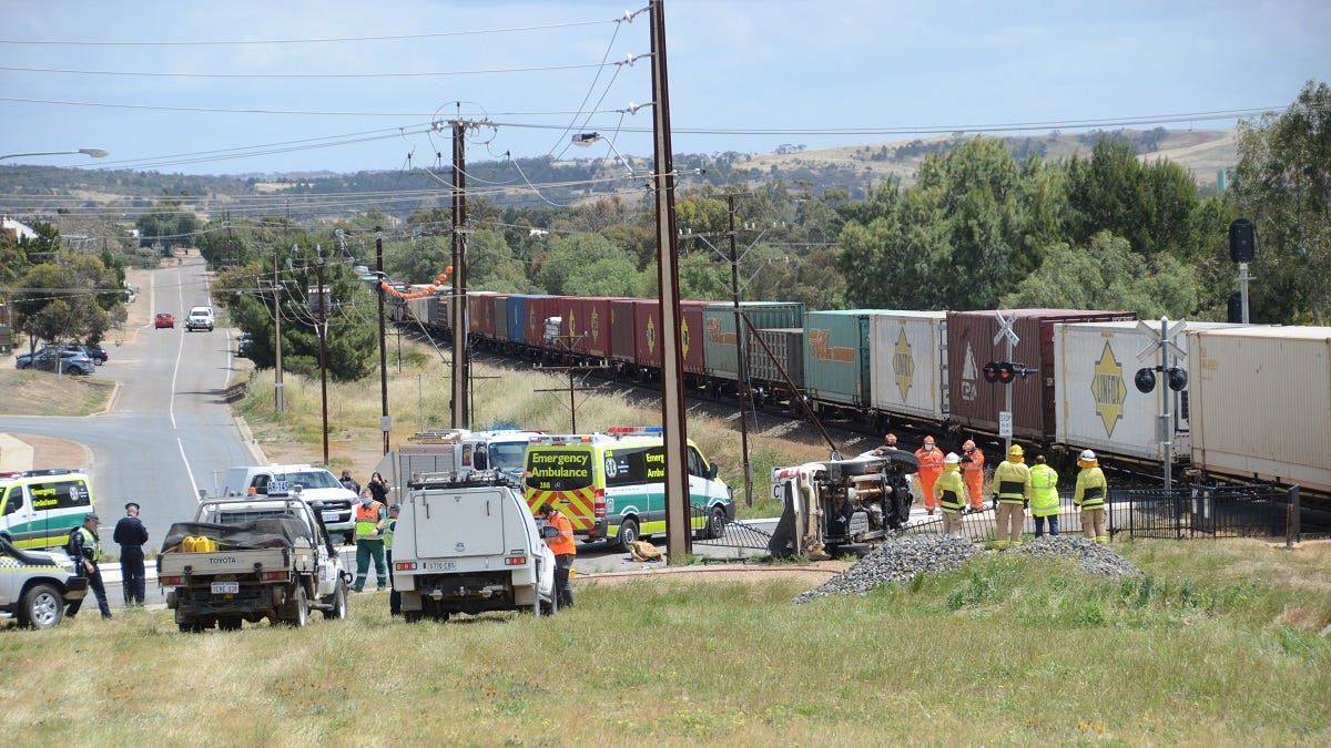 Car, train collide at Mannum Road railway crossing