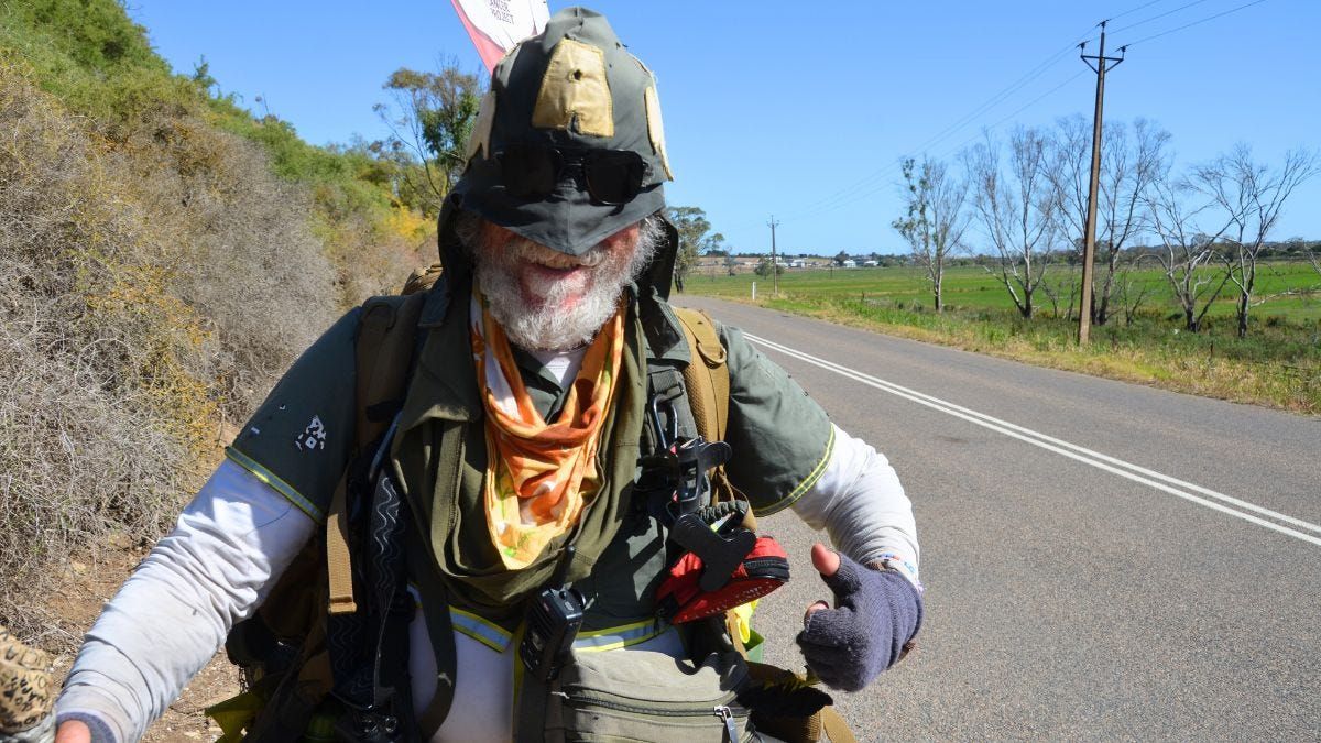 Captain Australia reaches Murray Bridge on his 15,000km walk around the country
