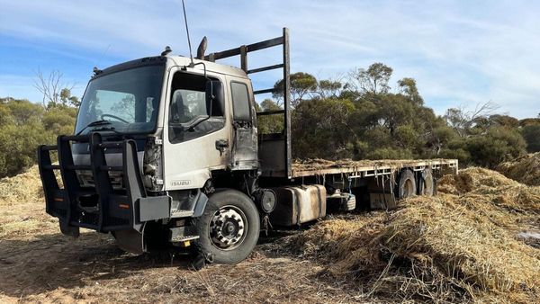 Hay truck fire contained at Sherlock