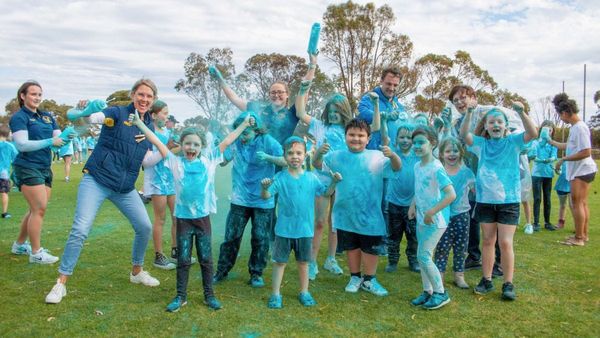 Blue tree planted at Tailem Bend school
